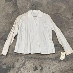 Vintage Film Costume 40s 50s Does Victorian Antique Style White Blouse XL